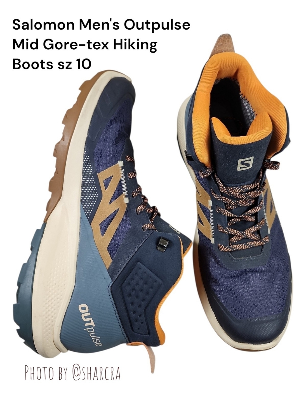 Salomon men's Outpulse Mid GORE-TEX (GTX) hiking boots 415895 Sz 10 Blue Orange